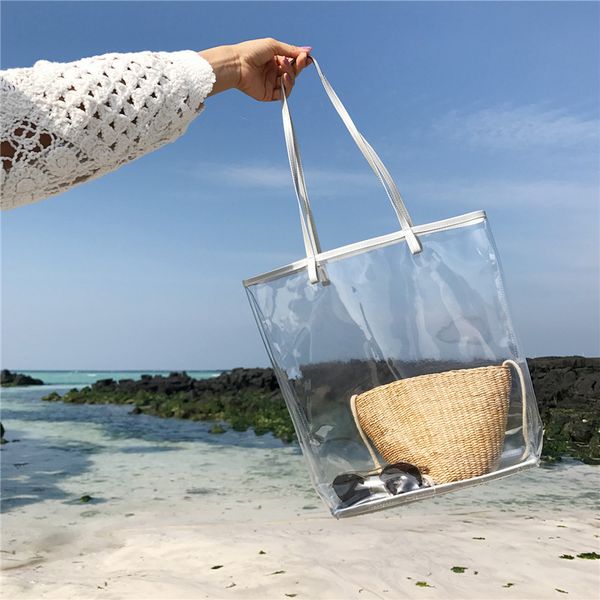 transparent pvc beach bag for women handbag large capacity female shoulder bags casual lady totes bolsa feminina
transparent pvc beach bag for women handbag large capacity female shoulder bags casual lady totes bolsa feminina