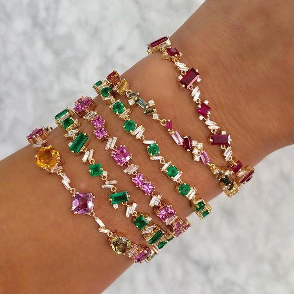 green pink white iced out bling geometric cz station chain fashion women colorful cz bracelet 15+4cm, Black
green pink white iced out bling geometric cz station chain fashion women colorful cz bracelet 15+4cm, Black