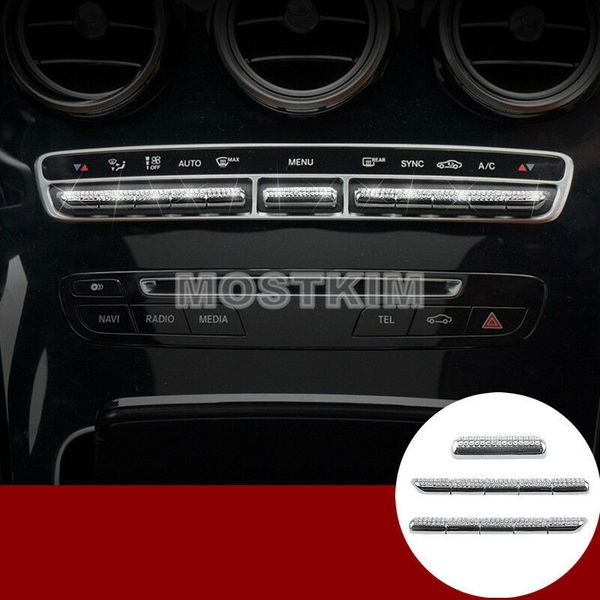 rhinestone style center console control button trim cover for benz c class w205 
rhinestone style center console control button trim cover for benz c class w205