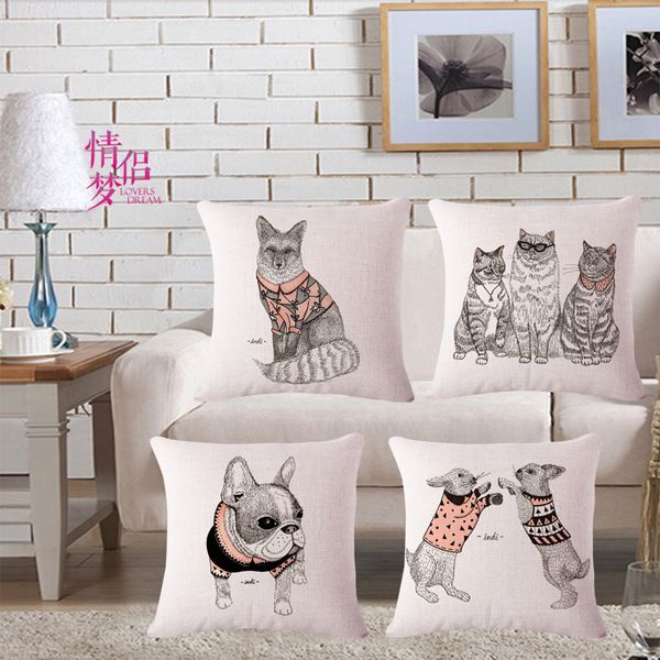 originality hand animal cotton flax pillow back cushion loose coat