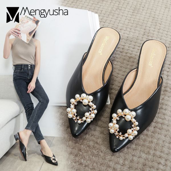 2020pearl metal ring slippers pointed toe slip on mules women sandals shoes woman flipflop beads round med heel slides size34-43, Black
2020pearl metal ring slippers pointed toe slip on mules women sandals shoes woman flipflop beads round med heel slides size34-43, Black