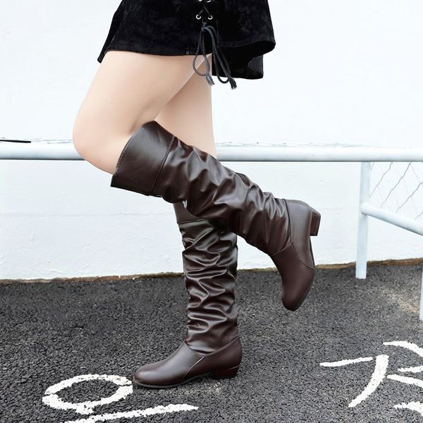 women boots knee high boots leather slip on low heel autumn female shoes solid plus size 43 botas mujer dfv67, Black
women boots knee high boots leather slip on low heel autumn female shoes solid plus size 43 botas mujer dfv67, Black