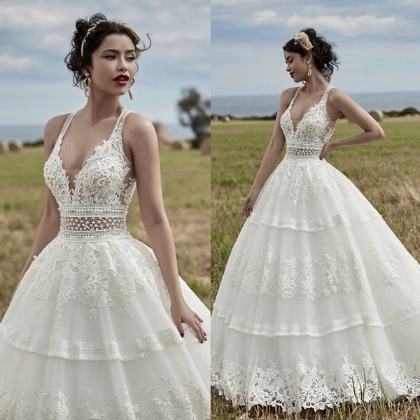 designer beach wedding dresses lace appliques plunging neck robe de mariee a line boho wedding dress country vestidos de novia, White
designer beach wedding dresses lace appliques plunging neck robe de mariee a line boho wedding dress country vestidos de novia, White