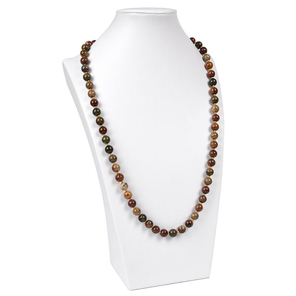 nut-brown and orange with dark brown circles or spots 10 mm picasso necklace, Silver
nut-brown and orange with dark brown circles or spots 10 mm picasso necklace, Silver
