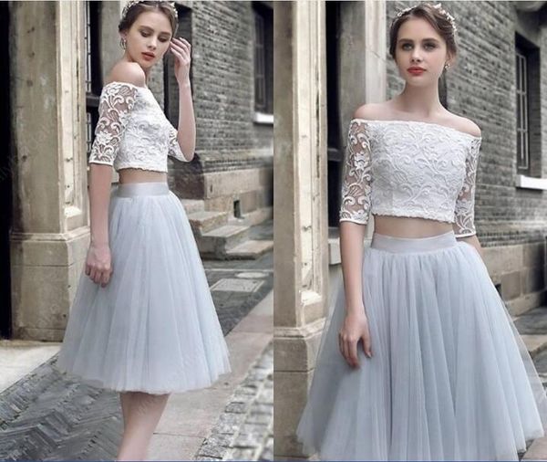 new women cocktail dresses two pieces half sleeves white lace silver tulle prom dresses party dress knee length formal homecoming gowns, Red
new women cocktail dresses two pieces half sleeves white lace silver tulle prom dresses party dress knee length formal homecoming gowns, Red