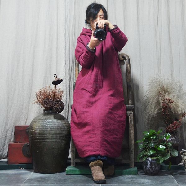 women winter padded parkas loose long coat outerwear female hooded robes ladies vintage overcoat long parkas, Black
women winter padded parkas loose long coat outerwear female hooded robes ladies vintage overcoat long parkas, Black