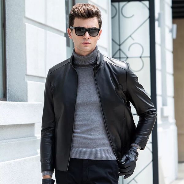 2019 spring new designer black soft sheepskin matte genuine leather stand collar coat business man clothes male outer garment
2019 spring new designer black soft sheepskin matte genuine leather stand collar coat business man clothes male outer garment
