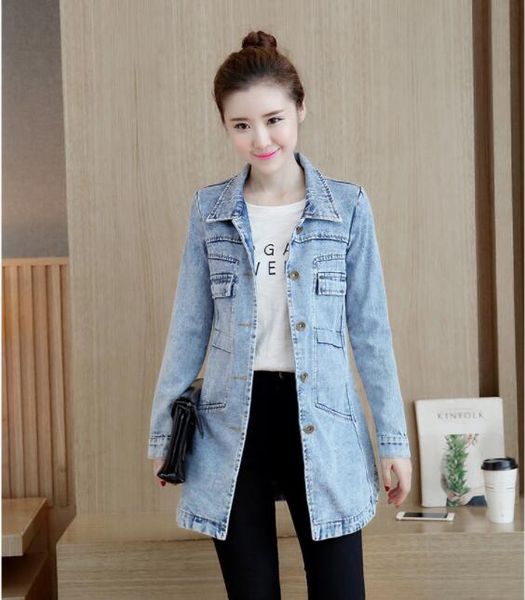 new women's denim jacket 2019 autumn fashion solid color large size jacket long women's slim denim, Black;brown
new women's denim jacket 2019 autumn fashion solid color large size jacket long women's slim denim, Black;brown