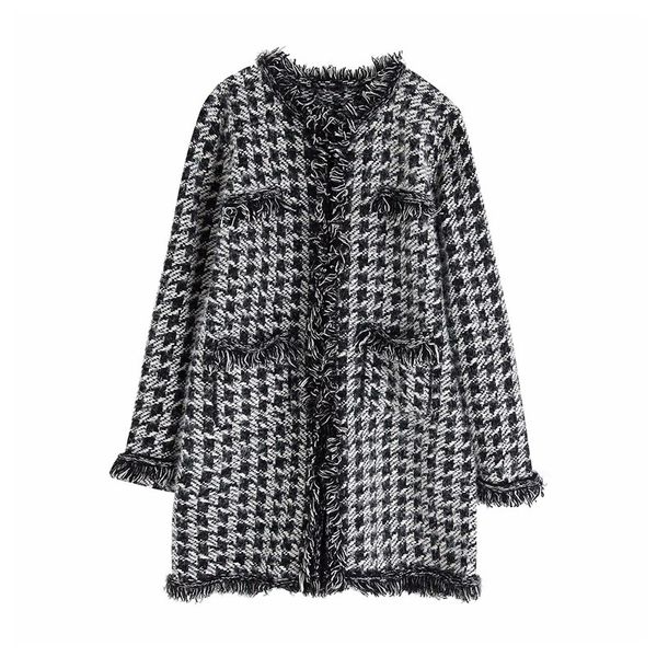 2020 spring stylish houndstooth women jacket coat tassel pocket design long sleeve female outwear long style chic mujer, Black;brown
2020 spring stylish houndstooth women jacket coat tassel pocket design long sleeve female outwear long style chic mujer, Black;brown