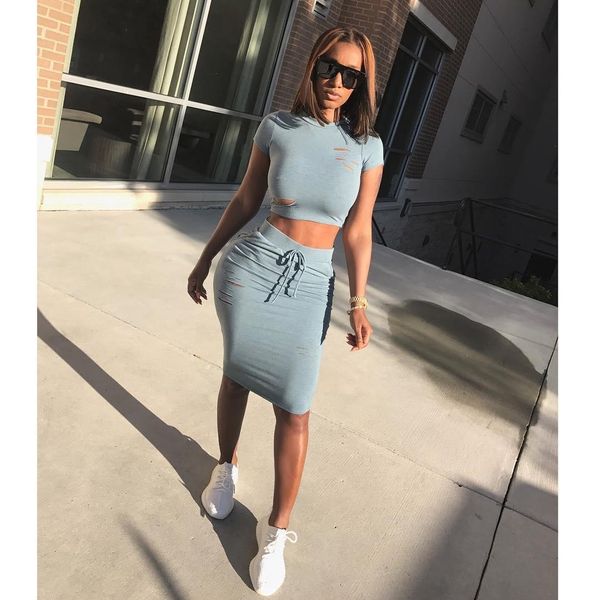 candy color two piece dress summer women short sleeve 2pcs sets ladies tees skirts with hole, White
candy color two piece dress summer women short sleeve 2pcs sets ladies tees skirts with hole, White