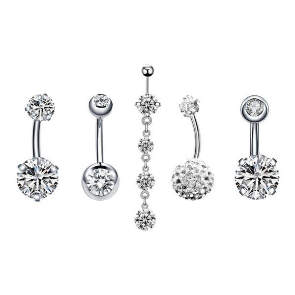 5 pieces clear rhinestone zircon navel ring belly barbell button piercing jewelry 14g, Slivery;golden
5 pieces clear rhinestone zircon navel ring belly barbell button piercing jewelry 14g, Slivery;golden