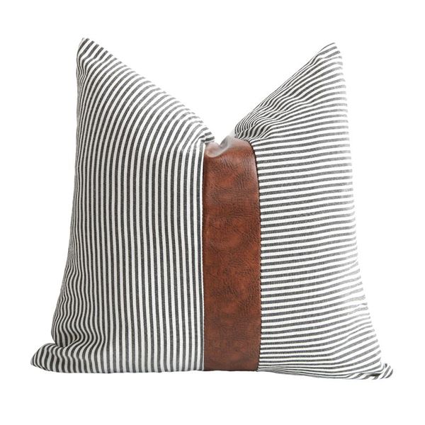 farmhouse decorative throw pillow covers for couch sofa stripe faux leather accent pillow cover modern decor case
farmhouse decorative throw pillow covers for couch sofa stripe faux leather accent pillow cover modern decor case