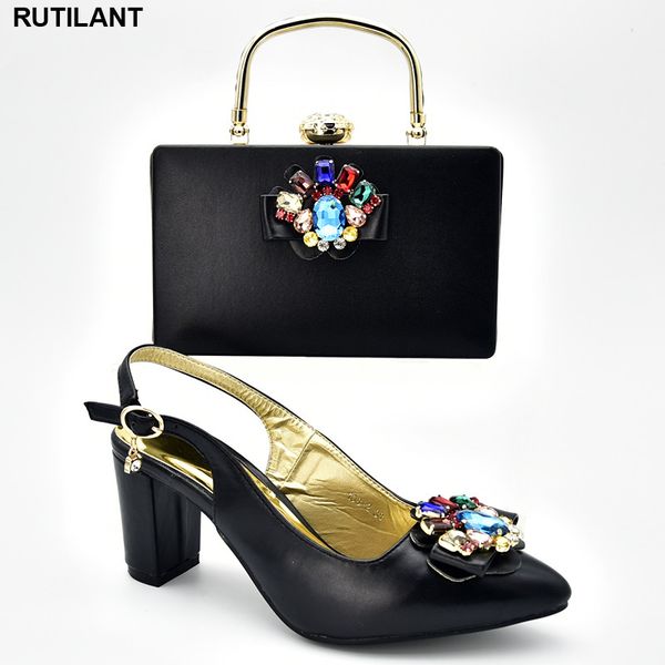 latest design matching shoes and bag set in heels african women shoe and bag set decorated with rhinestone elegant wedding pumps, Black
latest design matching shoes and bag set in heels african women shoe and bag set decorated with rhinestone elegant wedding pumps, Black