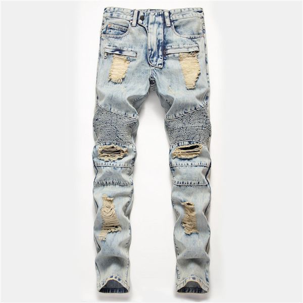 2019 new fashion men's jeans straight self-cultivation locomotive big hole men's trousers casual trousers size 29- 36 38, Blue
2019 new fashion men's jeans straight self-cultivation locomotive big hole men's trousers casual trousers size 29- 36 38, Blue