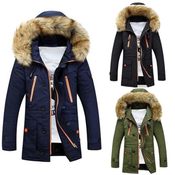 men's winter fur collar hooded coat male thick warm long sleeve zipper pocket jacket solid color button streetwear, Black;brown
men's winter fur collar hooded coat male thick warm long sleeve zipper pocket jacket solid color button streetwear, Black;brown