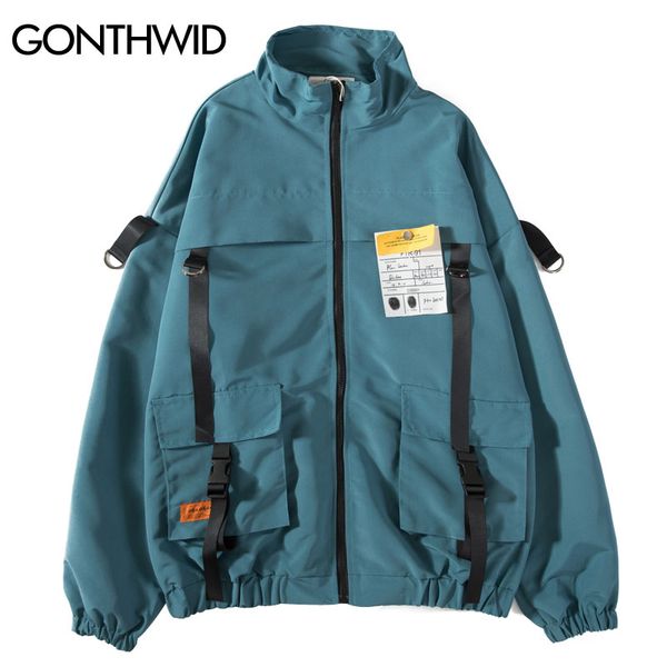 gonthwid front buckle ribbon zip up windbreaker jackets 2019 men hip hop casual streetwear outwear coat male fashion jacket, Black;brown
gonthwid front buckle ribbon zip up windbreaker jackets 2019 men hip hop casual streetwear outwear coat male fashion jacket, Black;brown