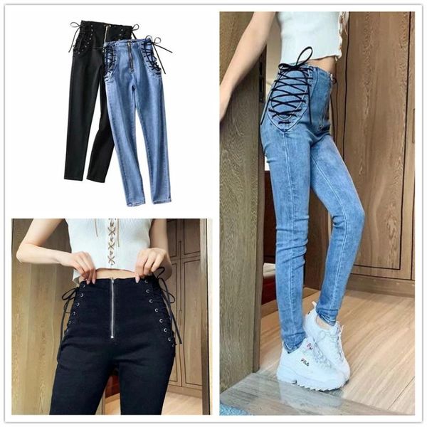 new 2020 spring high waist jeans for women slim stretch denim jean bodycon side eyelet binding rope skinny push up jeans woman, Blue
new 2020 spring high waist jeans for women slim stretch denim jean bodycon side eyelet binding rope skinny push up jeans woman, Blue