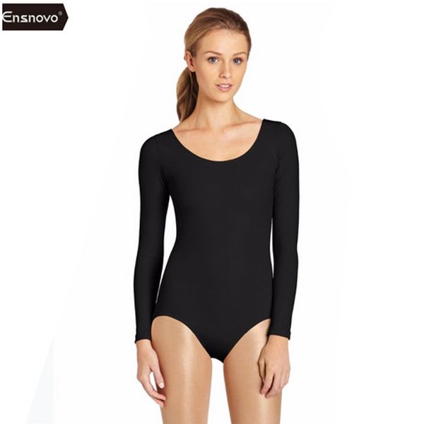 ensnovo women long sleeve scoop neck leotard gymnastic ballet dance skin body suit thong costumes, Black;red
ensnovo women long sleeve scoop neck leotard gymnastic ballet dance skin body suit thong costumes, Black;red