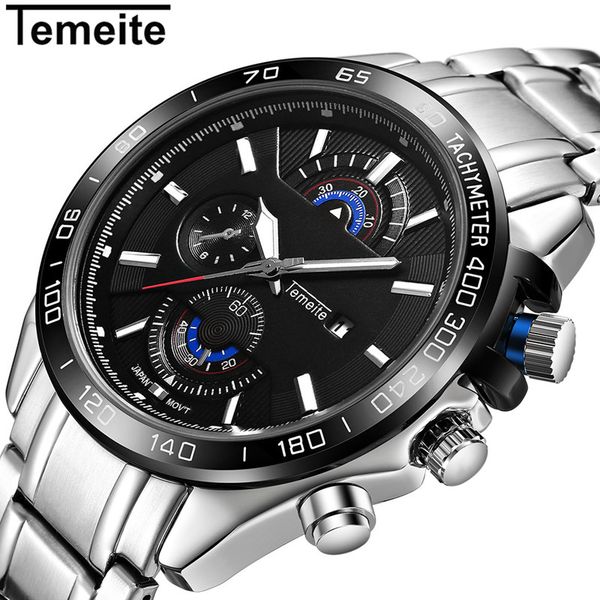 temeite brand men watch big dial watch with date for men business stainless steel strap false triple eye relogio masculino, Slivery;brown
temeite brand men watch big dial watch with date for men business stainless steel strap false triple eye relogio masculino, Slivery;brown
