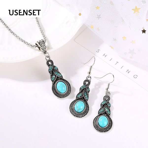 usenset new natural stone vintage necklace national style fashionable collarbone chain charm jewelry set ornaments q01, Silver
usenset new natural stone vintage necklace national style fashionable collarbone chain charm jewelry set ornaments q01, Silver