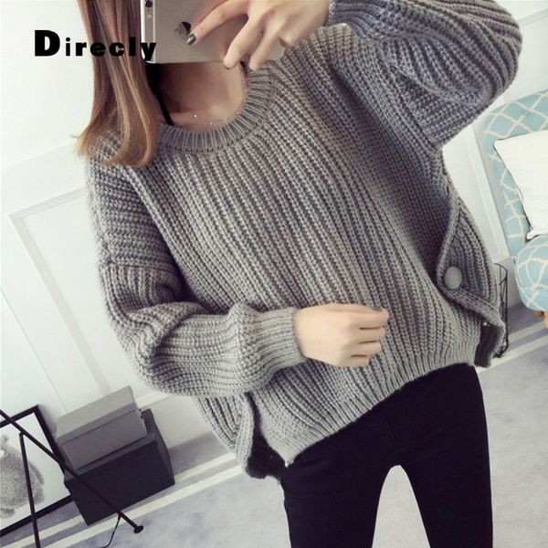 direcly autumn winter women batwing sleeve pullovers sweater casual jumper fashion loose o-neck warm female sweater with button, White;black
direcly autumn winter women batwing sleeve pullovers sweater casual jumper fashion loose o-neck warm female sweater with button, White;black