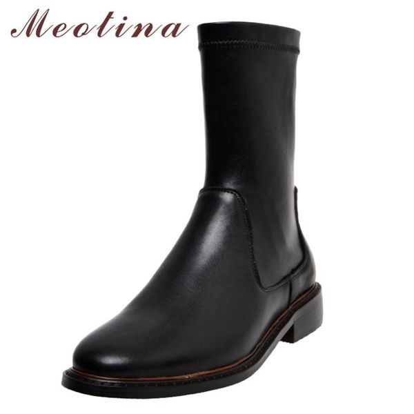 meotina genuine leather mid heel ankle boots short boots women shoes round toe thick heels female autumn black big size 40
meotina genuine leather mid heel ankle boots short boots women shoes round toe thick heels female autumn black big size 40