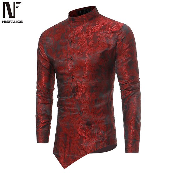 men's dress shirts tilted hem man tuxedo vintage floral print gentleman dinner party blouse hip hop boy club costume male stand collar, White;black
men's dress shirts tilted hem man tuxedo vintage floral print gentleman dinner party blouse hip hop boy club costume male stand collar, White;black
