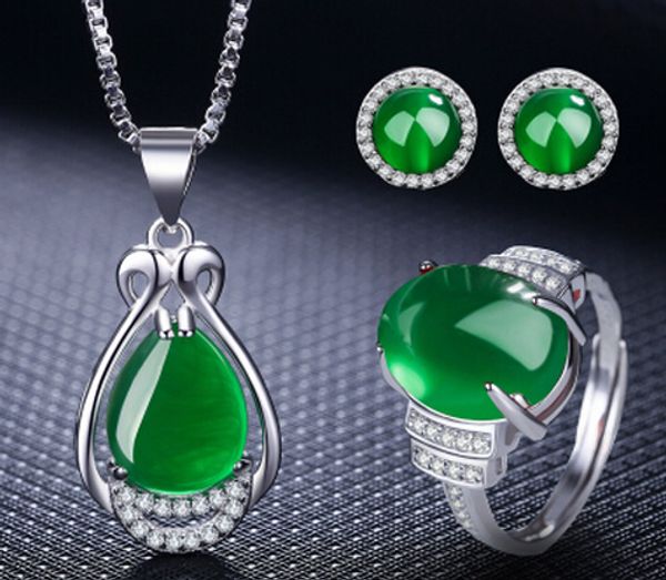 504 retro all-match pendant earrings red corundum green bracelet set female ring, Silver
504 retro all-match pendant earrings red corundum green bracelet set female ring, Silver