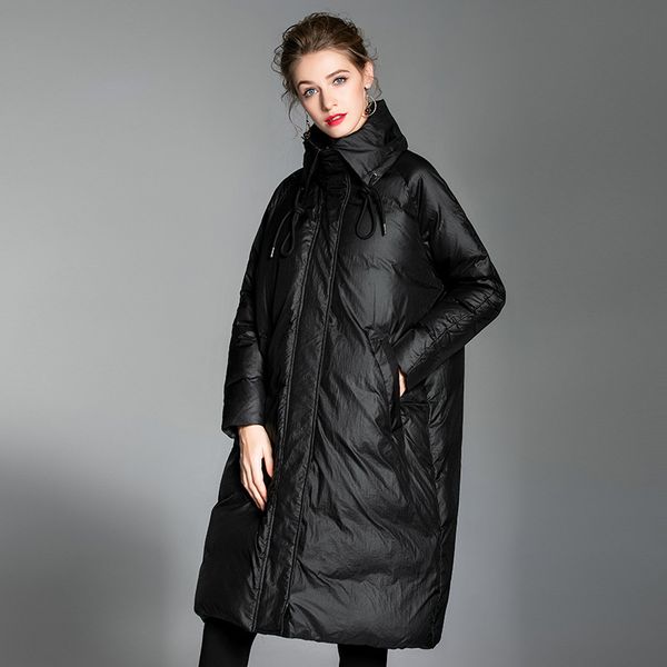 a new women down jacket 2018 winter jacket women's down jackets long white outerwear loose coats, Black
a new women down jacket 2018 winter jacket women's down jackets long white outerwear loose coats, Black