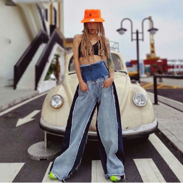 lanmrem 2019 wind waist spring and summer new product stitching washed cotton super high waist wide leg jeans 19b-a440, Blue
lanmrem 2019 wind waist spring and summer new product stitching washed cotton super high waist wide leg jeans 19b-a440, Blue