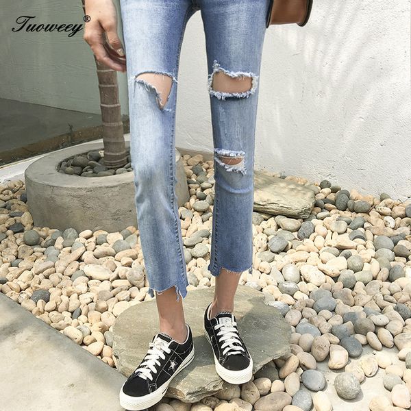 hole ripped jeans women boyfriend denim vintage high elastic waist casual pants female slim pencil pant plus size trousers, Blue
hole ripped jeans women boyfriend denim vintage high elastic waist casual pants female slim pencil pant plus size trousers, Blue