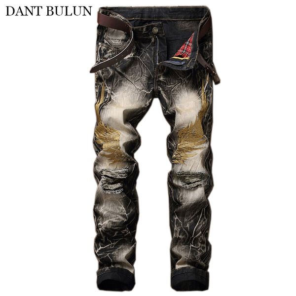 men jeans pants ripped embroidery jeans homme streetwear hip hop trousers patches slim fit straight soft black biker, Blue
men jeans pants ripped embroidery jeans homme streetwear hip hop trousers patches slim fit straight soft black biker, Blue