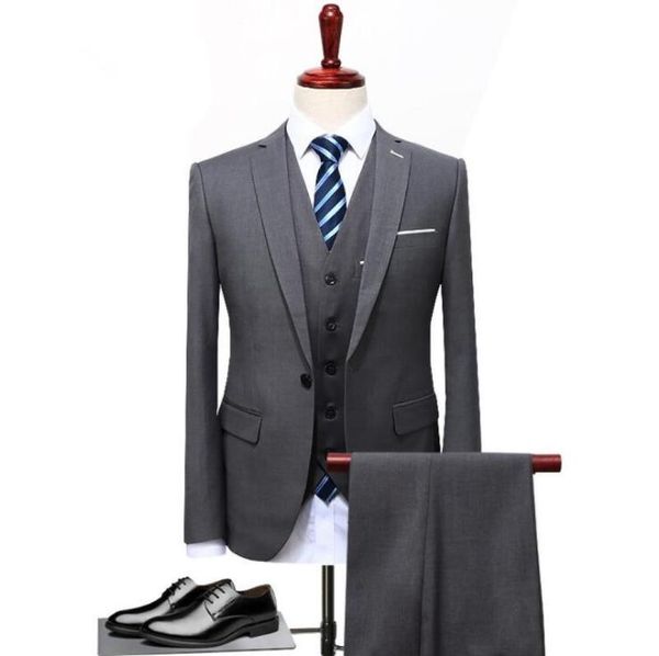 mens 3-piece suit wedding slim suit man solid color formal business one button suits man trousers suits, White;black
mens 3-piece suit wedding slim suit man solid color formal business one button suits man trousers suits, White;black