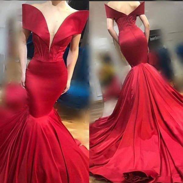 new arrival simple off shoulder long prom dresses 2019 red satin mermaid evening gowns low cut sweep train women formal party dress, Black
new arrival simple off shoulder long prom dresses 2019 red satin mermaid evening gowns low cut sweep train women formal party dress, Black
