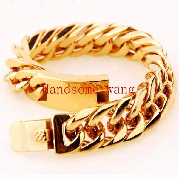 15/17mm gold cuban link chain bracelet 316l stainless steel for male boy cuff bangle jewelry huge heavy 95/122g, Golden;silver
15/17mm gold cuban link chain bracelet 316l stainless steel for male boy cuff bangle jewelry huge heavy 95/122g, Golden;silver