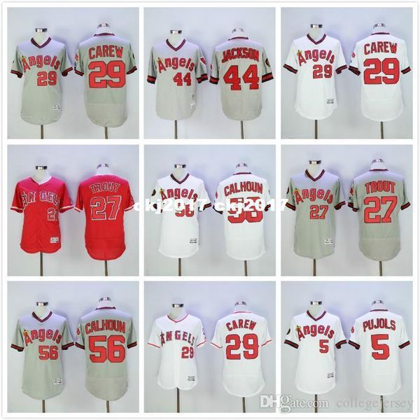 27 mike trout 29 rod carew 44 reggie jackson 56 kole calhoun jerseys, Blue;black