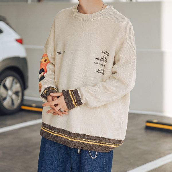 men's autumn hip hop sweater pullover streetwear van gogh painting embroidery knitted sweater retro vintage beige black sweaters, White;black
men's autumn hip hop sweater pullover streetwear van gogh painting embroidery knitted sweater retro vintage beige black sweaters, White;black