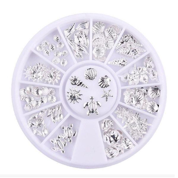 12 grids sea star shell conch manicure nail studs decoration alloy rivet accessories art 3d mixed tool turtle, Silver;gold
12 grids sea star shell conch manicure nail studs decoration alloy rivet accessories art 3d mixed tool turtle, Silver;gold