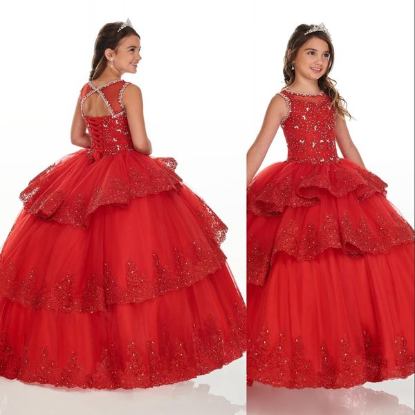 blush pink red new girls pageant dresses jewel neck sleeveless lace applique beads tiered tulle kids flower girls dress birthday gowns, White;red
blush pink red new girls pageant dresses jewel neck sleeveless lace applique beads tiered tulle kids flower girls dress birthday gowns, White;red