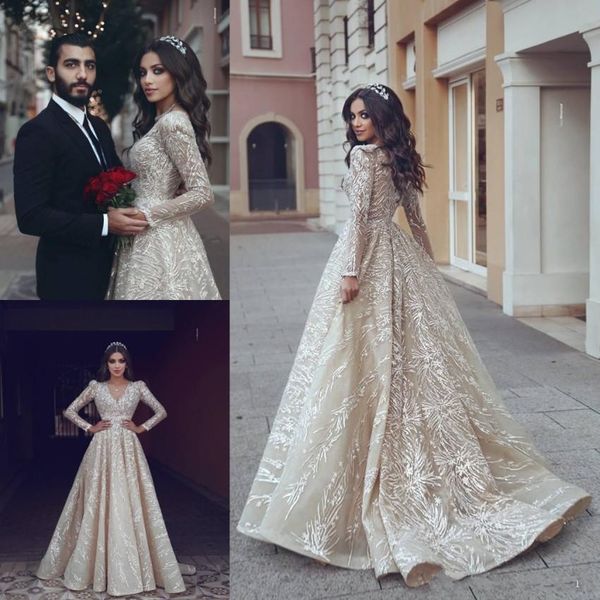a-line wedding dresses vintage arabic champagne bridal dresses lace appliques v neck formal a line long sleeves wedding gowns custom made, White
a-line wedding dresses vintage arabic champagne bridal dresses lace appliques v neck formal a line long sleeves wedding gowns custom made, White