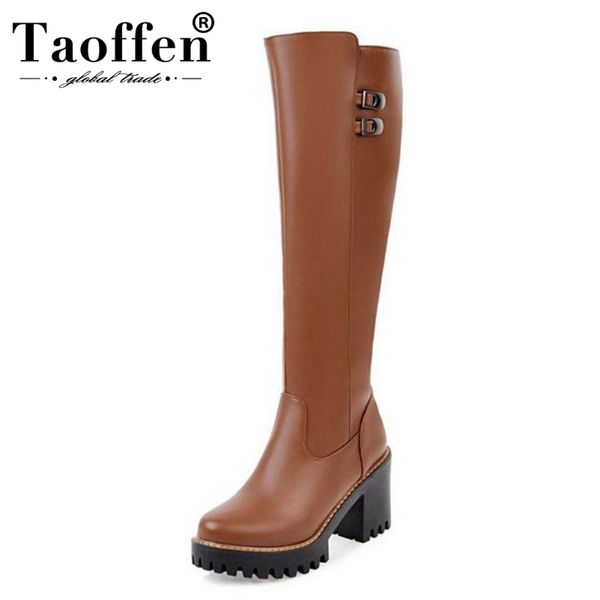 taoffen 4 colors women's winter shoes high heels boots metal buckle platform knee high boots fashion women shoes size 34-43, Black
taoffen 4 colors women's winter shoes high heels boots metal buckle platform knee high boots fashion women shoes size 34-43, Black
