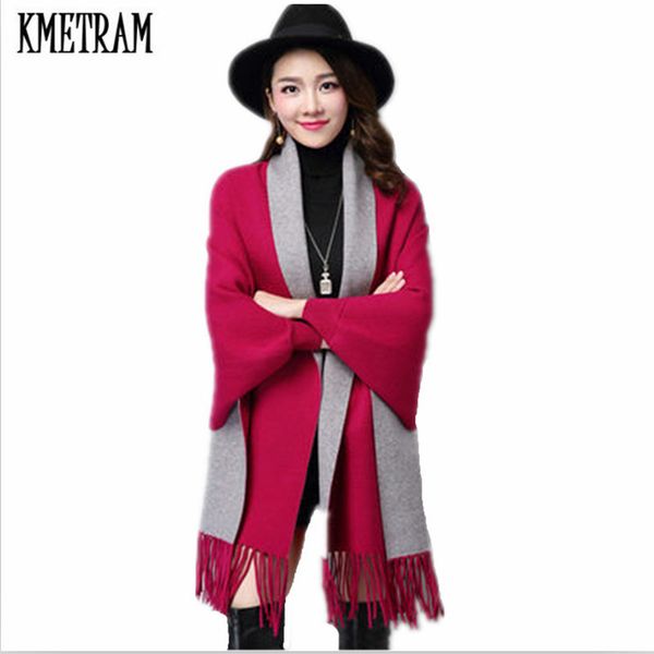 kmetram 2019 spring autumn soild color cloak fringed shawl cardigan sweater coat long sleeved loose bat all-match female hh588, Black
kmetram 2019 spring autumn soild color cloak fringed shawl cardigan sweater coat long sleeved loose bat all-match female hh588, Black