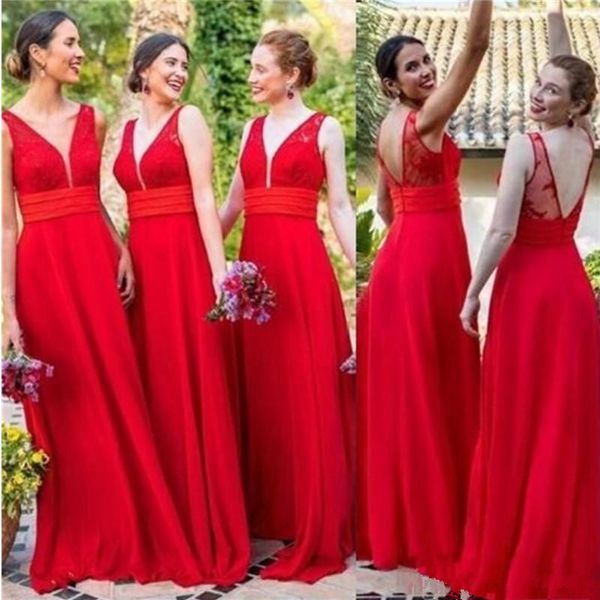 2019 red chiffon v neck bridesmaid dresses backless wedding guest dress long floor a line party prom dresses formal gowns 67, Blue;red
2019 red chiffon v neck bridesmaid dresses backless wedding guest dress long floor a line party prom dresses formal gowns 67, Blue;red