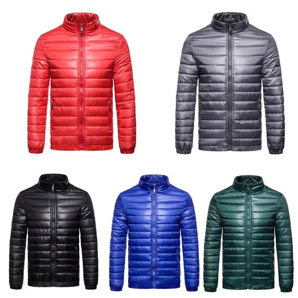 autumn and winter men's cotton collar jacket long sleeve new lightweight down stand collar red black blue dark green with zipper, Black;white
autumn and winter men's cotton collar jacket long sleeve new lightweight down stand collar red black blue dark green with zipper, Black;white