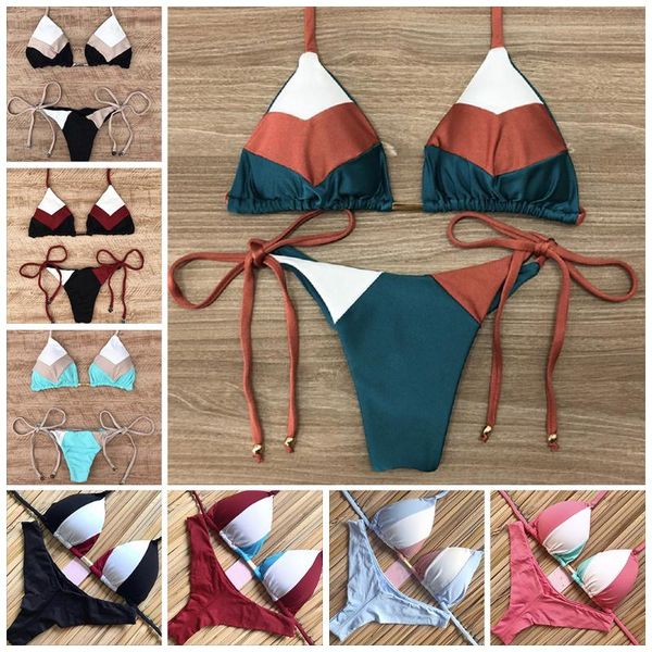 string bikinis 2020 mujer brazilian thong bikini set halter swimwear women patchwork swimsuit female bathing suit bandage new
string bikinis 2020 mujer brazilian thong bikini set halter swimwear women patchwork swimsuit female bathing suit bandage new