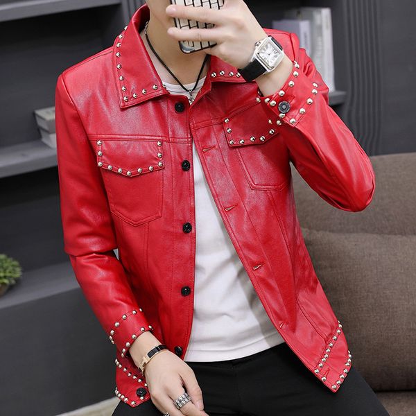 men's jackets motorcycle pu leather jacket men personality rivets vintage slim fit coat male punk single breasted fashion black outerwe, Black;brown
men's jackets motorcycle pu leather jacket men personality rivets vintage slim fit coat male punk single breasted fashion black outerwe, Black;brown