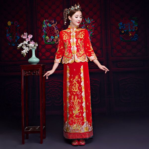 ethnic clothing xiuhe bridal dress wedding cheongsam qipao female overseas chinese style bride embroidery, Red
ethnic clothing xiuhe bridal dress wedding cheongsam qipao female overseas chinese style bride embroidery, Red