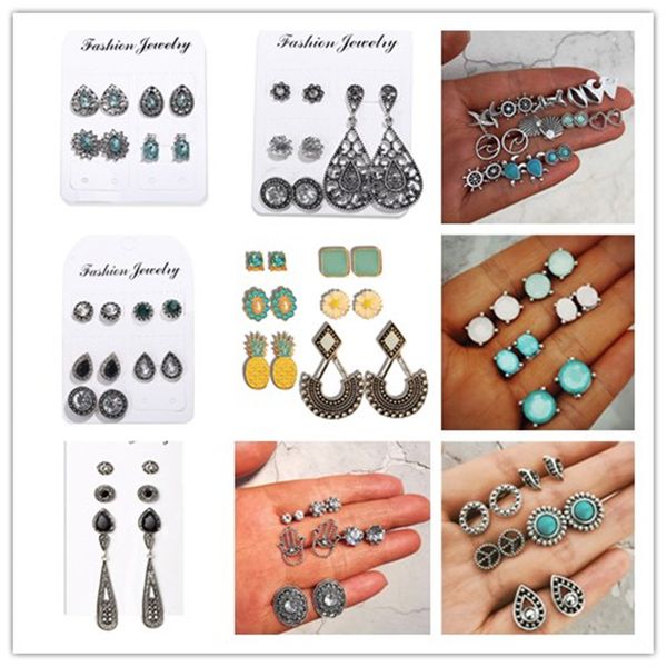 9 design vintage water drop crystal earrings set for woman black stone silver color geometric round stud earrings boho jewelry, Golden;silver
9 design vintage water drop crystal earrings set for woman black stone silver color geometric round stud earrings boho jewelry, Golden;silver