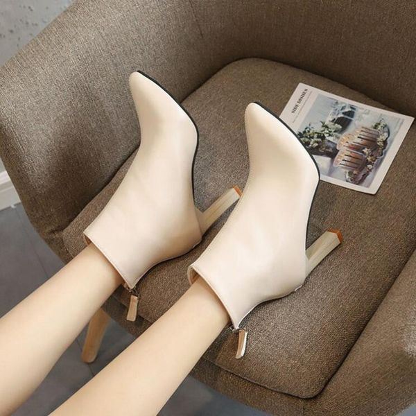 winter boots ankle boots women shoes woman fashion high-heeled pointed pu 2019 winter new short fur x466, Black 
winter boots ankle boots women shoes woman fashion high-heeled pointed pu 2019 winter new short fur x466, Black