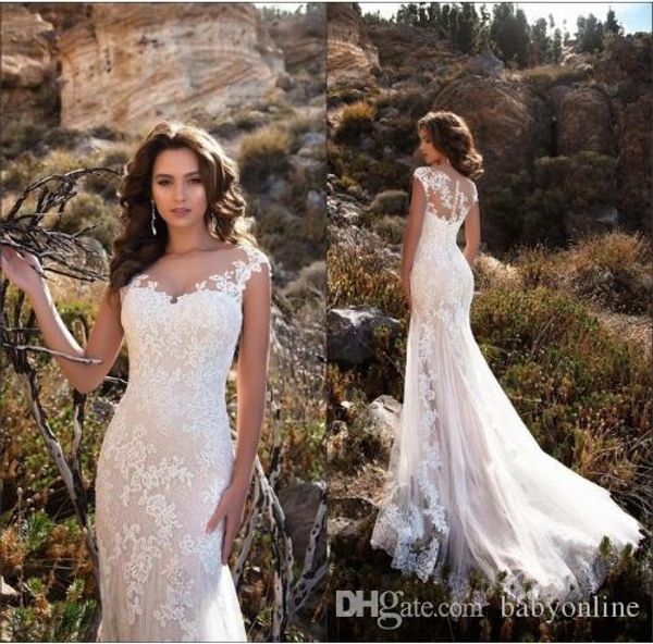 sheer neck appliqued lace mermaid wedding dresses sweep train boho bridal gowns vestidos de noiva robes de mariée sirène, White
sheer neck appliqued lace mermaid wedding dresses sweep train boho bridal gowns vestidos de noiva robes de mariée sirène, White
